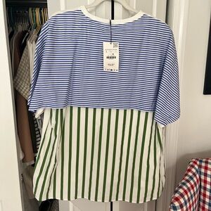 NWT Zara White T-Shirt w/ Striped Back